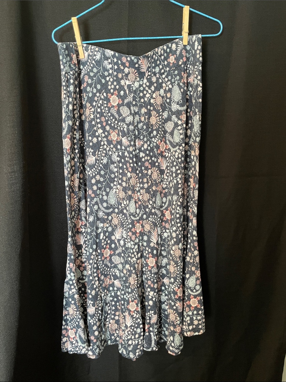 Floral Navy Maxi Skirt | size 14 UK | equal to size 10 in US